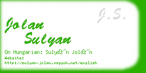 jolan sulyan business card